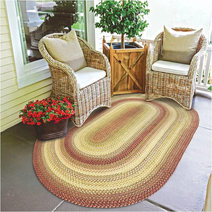 Barcelona Gold – Burgundy Ultra Durable Braided Oval Rugs
