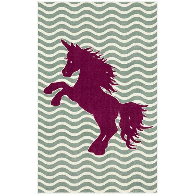 BARON 5′ X 8′, Area Rug, Horse, Sage Green/Fuchsia