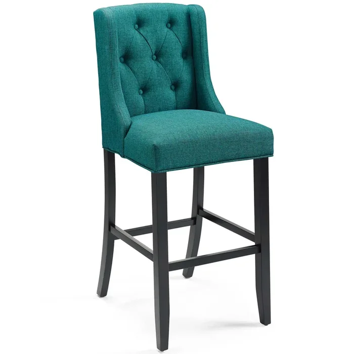 Baronet Tufted Button Upholstered Fabric Bar Stool in Teal