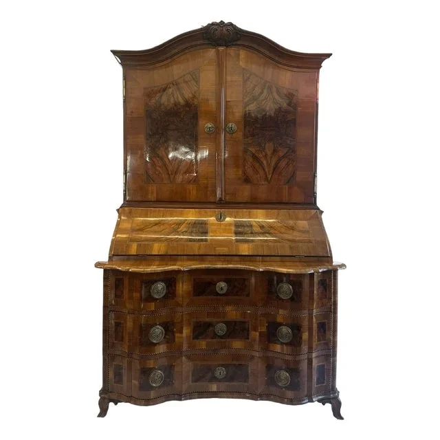 Baroque Secretary in Walnut Inlaid, Baden – Würtemberg, 1740s