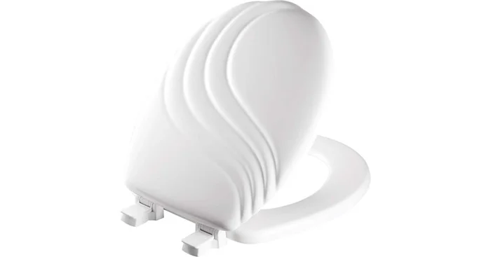 Bemis Swirl Round Enameled Wood Swirl Design Closed-Front Toilet Seat and Lid