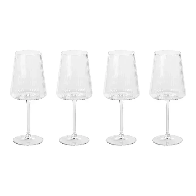 Benin Fluted Textured Wine Glasses, Set of 4