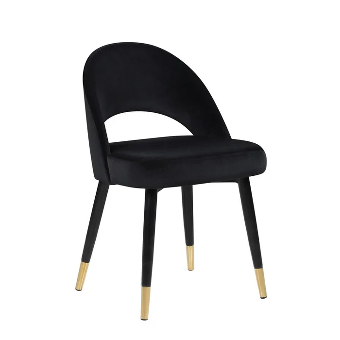 Benjara 21 Inch Bucket Style Dining Side Chair, Set of 2, Cut Out Back Black Velvet