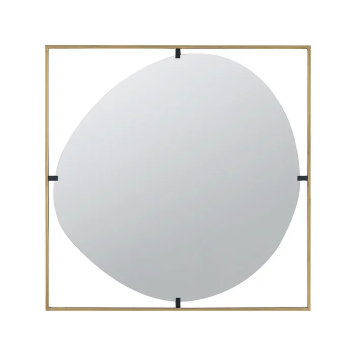 Benjara Ani 32 Inch Mirror, Artistic Oval Cut Out Design, Gold Finish Metal Frame