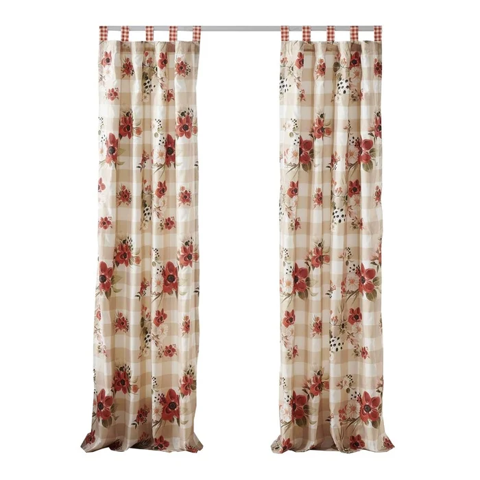 Benjara Lire 4 Piece Window Curtain Panel Set, Floral Print, Modern Multicolor
