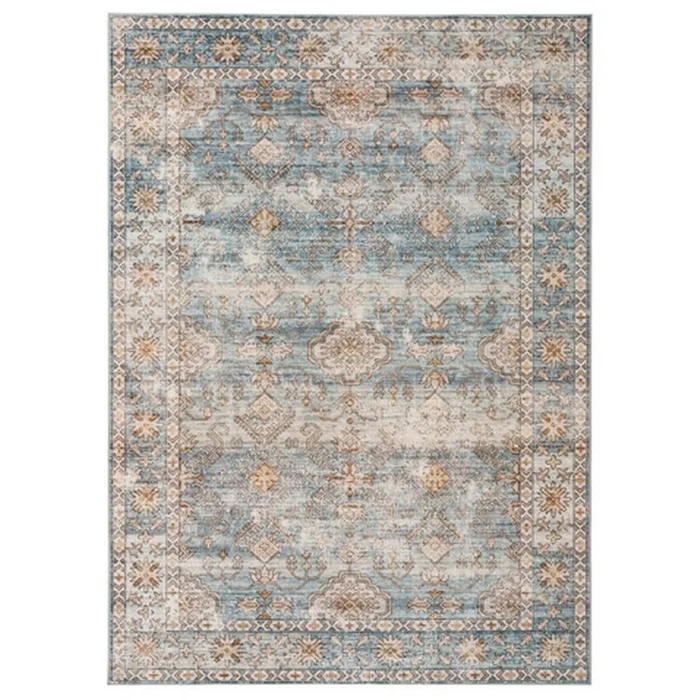 Benjara Mia 10 x 8 Large Soft Fabric Floor Area Rug, Washable, Vintage Two Tone Border Design