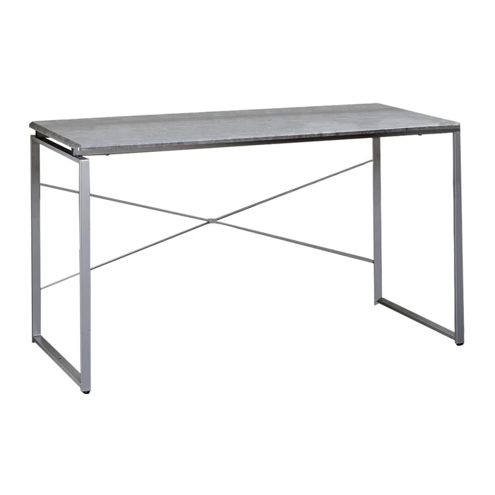 Benjara Sled Base Rectangular Table with X shape Back and Wood Top,Gray and Silver