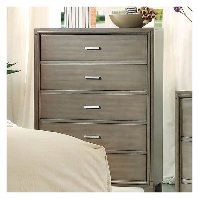 Benzara Contemporary Style Wooden Chest With Tapered Legs, Gray