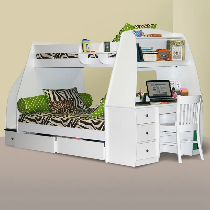 Berg Furniture Enterprise Twin over Full with Desk on Right & Stairs