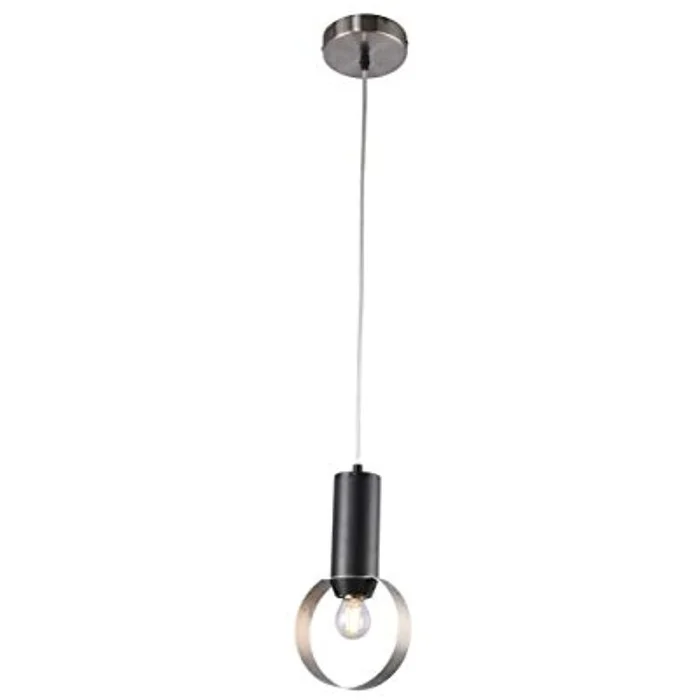Bethel A SAND NICKEL AND BLACK LOOP SINGLE PENDANT LIGHT