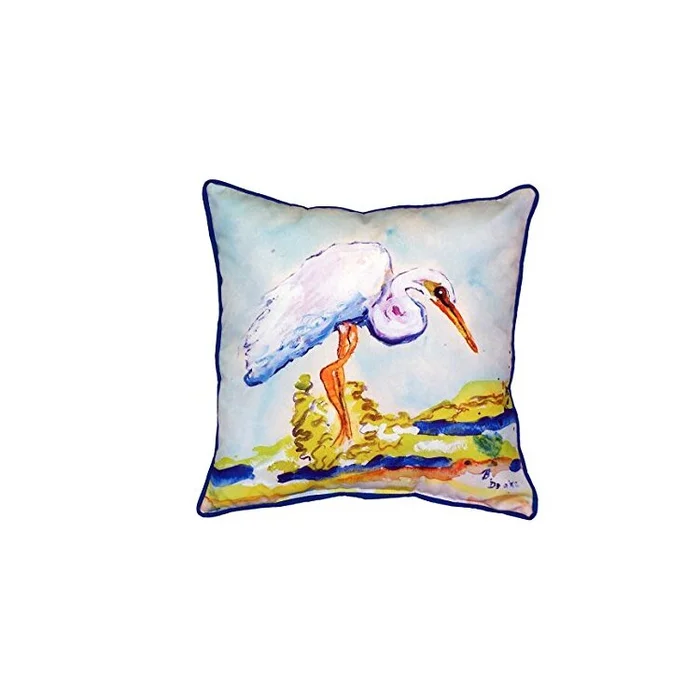 Betsy’s Egret Large Indoor/Outdoor Pillow 18×18