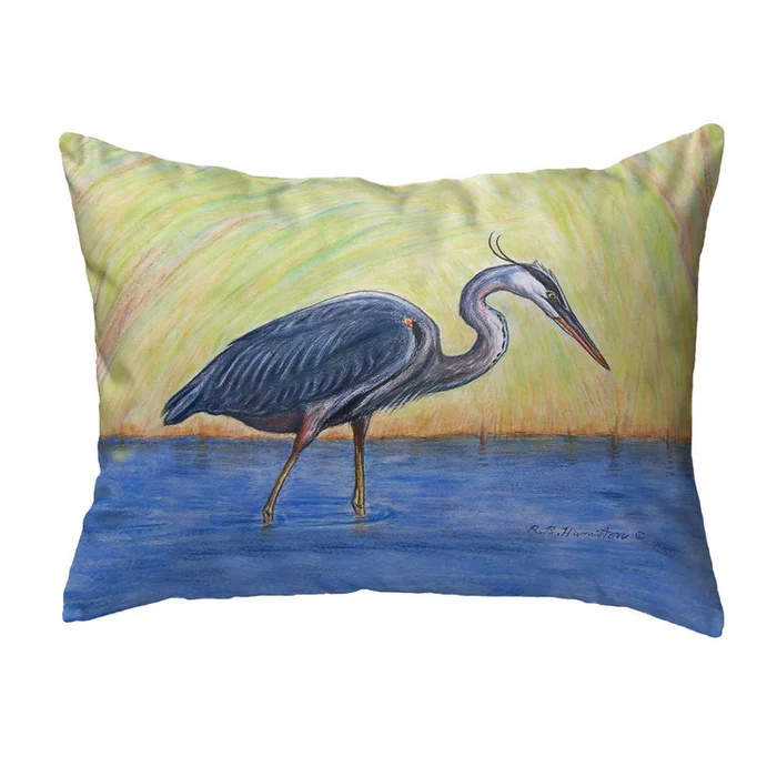 Betsy Drake Interiors Blue Heron Small No-Cord Pillow 11×14