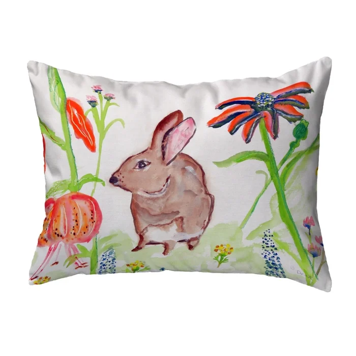 Betsy Drake Interiors Brown Rabbit Left Small No-Cord Pillow 11×14