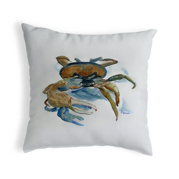 Betsy Drake Interiors Fiddler Crab Small No-Cord Pillow 12×12