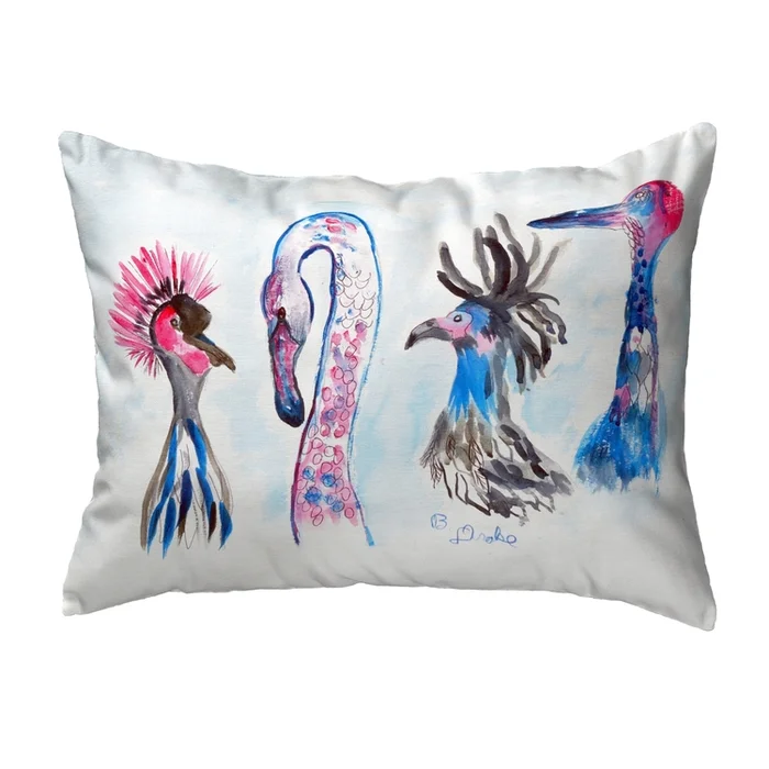 Betsy Drake Interiors Loony Birds Small No-Cord Pillow 11×14