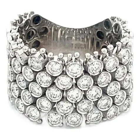 Birks Diamond 18k Gold Ring White Flex Soft Chain Band
