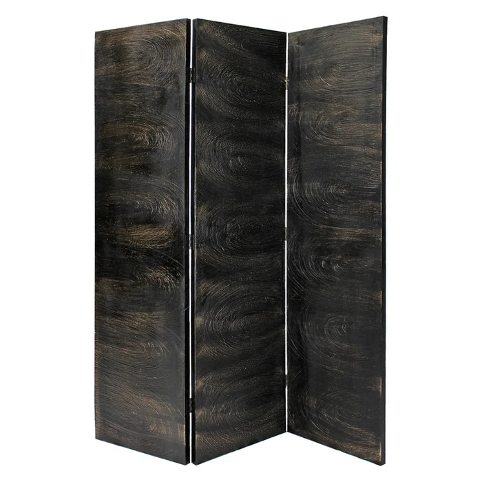 Black Gold Finish 3-Panel Canvas Screen – ScreenGems
