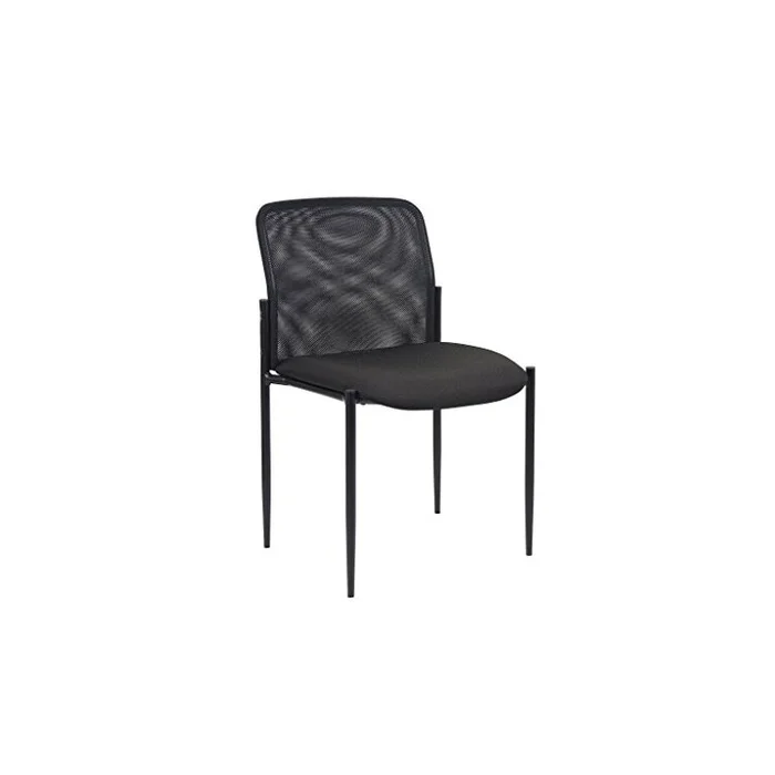 Black Mesh Guest Chair – Stackable & Waterfall Seat – Boss Office