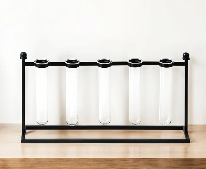 Black Metal Five Test Tube Vase