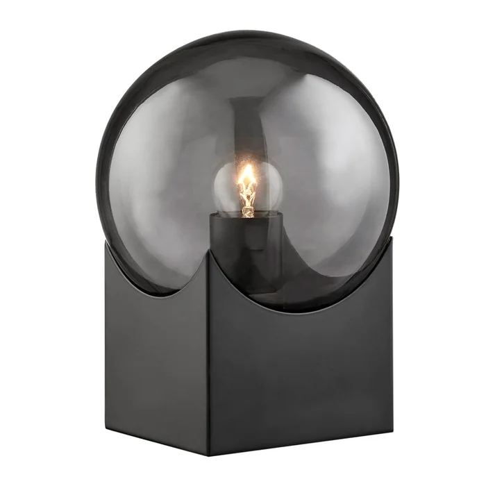 Black/Smoke Glass Shade Table Lamp E27 25w G45 LED Light Fixture – Lite Source