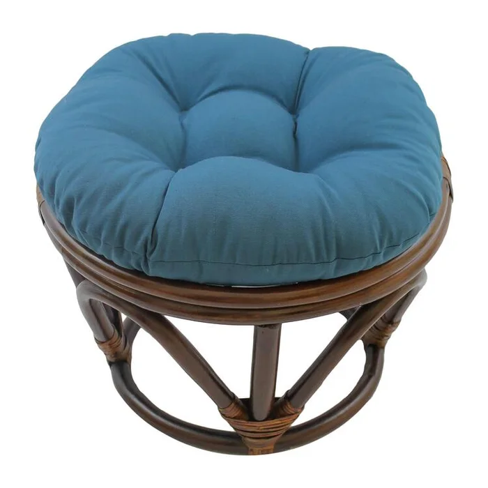 Blazing Needles 18-inch Round Solid Twill Tufted Footstool Cushion