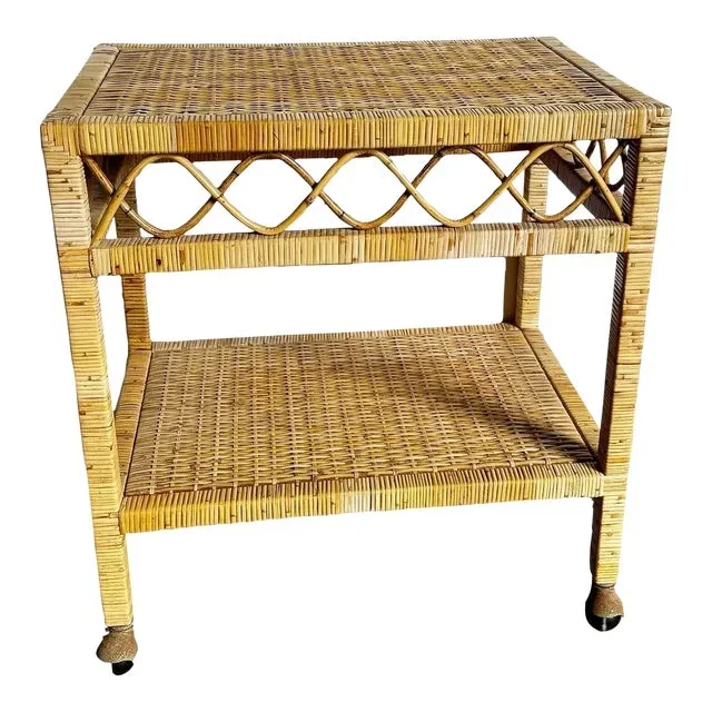 Boho Chic Wicker Two Tier Cart