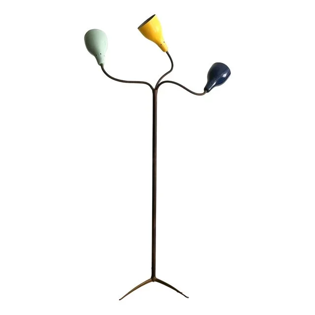 Brass Floor Lamp attributed to Giuseppe Ostuni for Tre Lumi, 1950s
