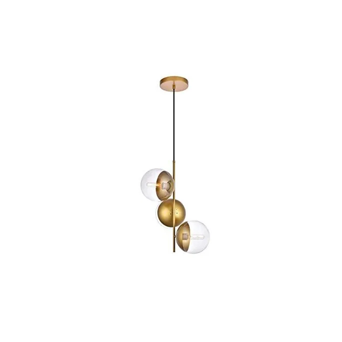 Brass Pendant Lights with Clear Glass Shade Eclipse Style – Elegant Furniture