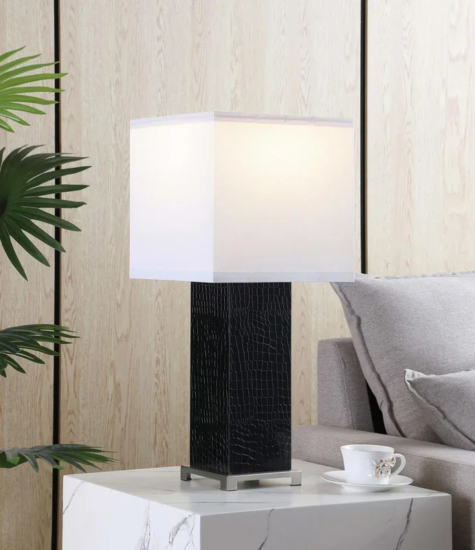 Bridle Black Square Shade Bedside Table Lamp