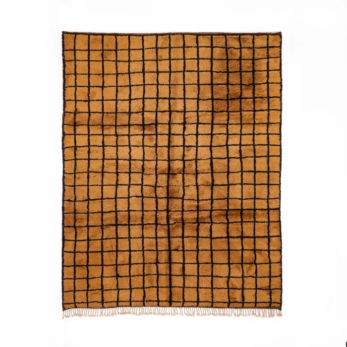 Bronze Grid – Luxury Shag Moroccan Rug
