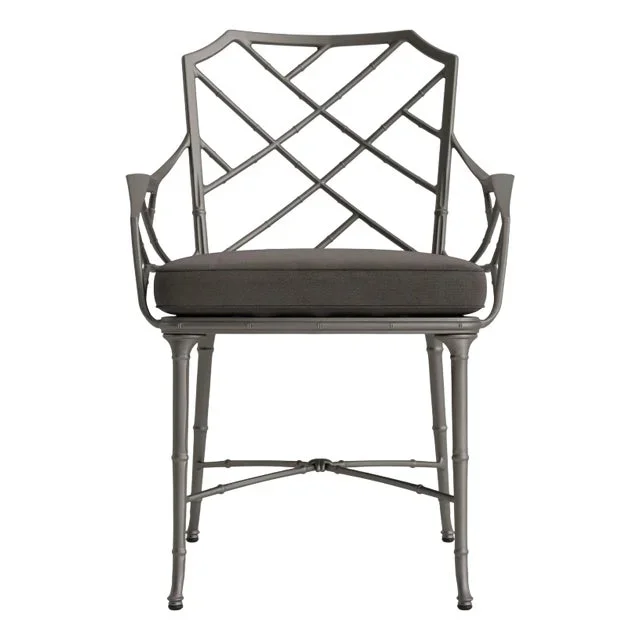 Brown Jordan Calcutta Arm Chair, Mica frame with Fusion Charcoal fabric