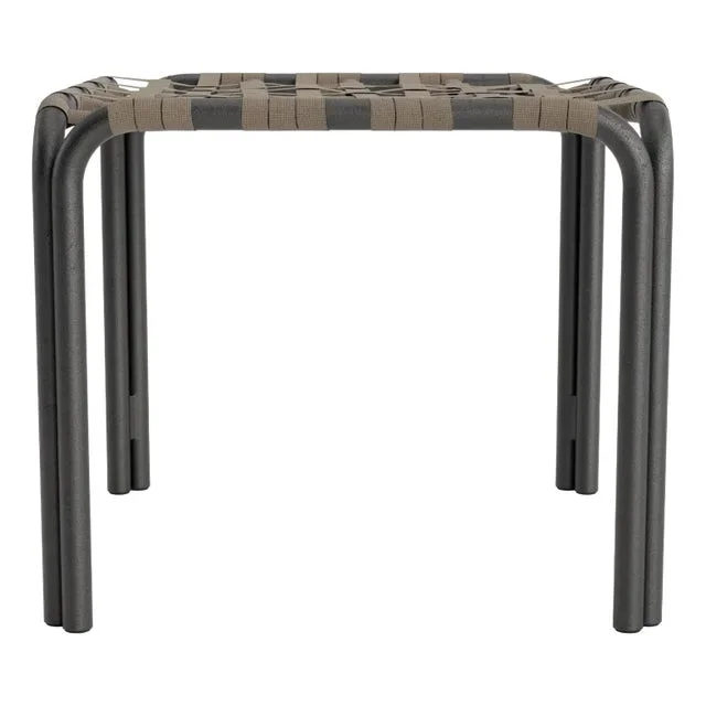 Brown Jordan Kantan Aluminum Stacking Stool/Occasional Table, Suncloth Lace, Textured Pewter frame with Mica fabric