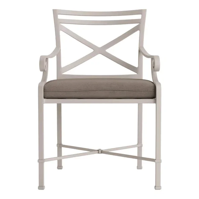 Brown Jordan Venetian Arm Chair, Dove frame with Fusion Taupe fabric