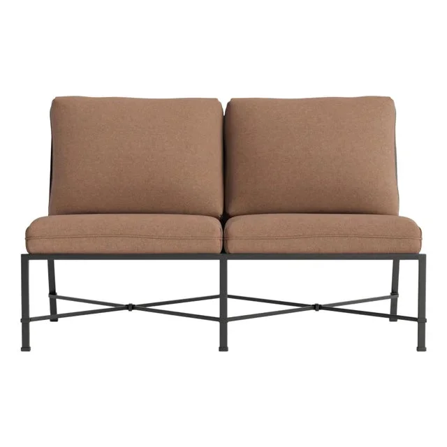 Brown Jordan Venetian Armless Loveseat, Textured Pewter frame with Fusion Clay fabric