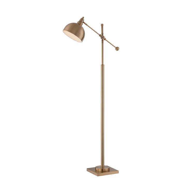 Brushed Brass Metal Floor Lamp E27 23W CFL – Lite Source