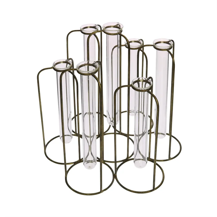Burnished Gold 7 Test Tube Cluster Vase