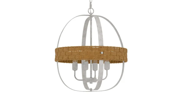 Cal Lighting Barton 4 Light 21″ Wide Pendant with Burlap Accents