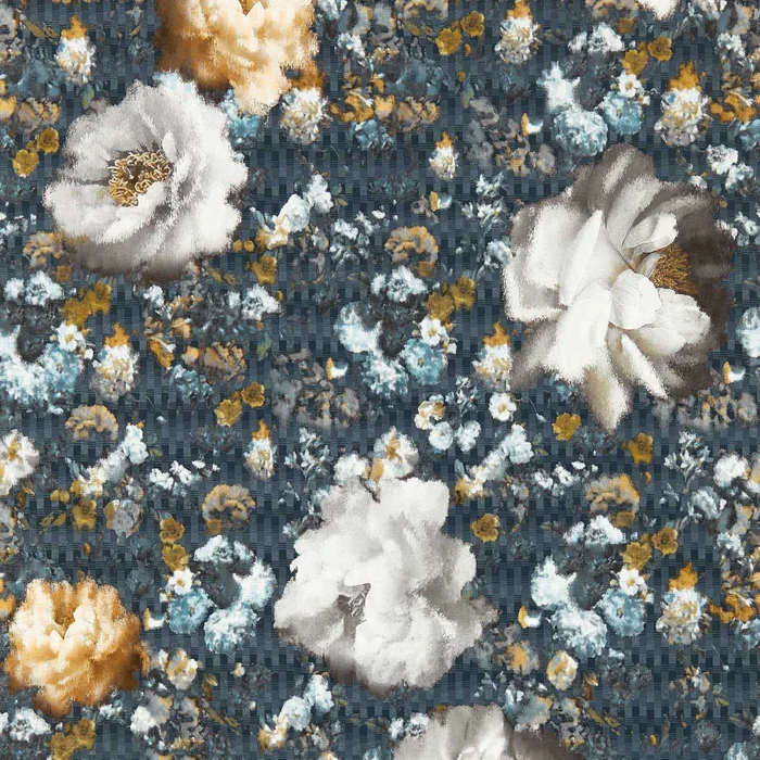 Camile Wallpaper – Midnight/Gold – Clarke & Clarke