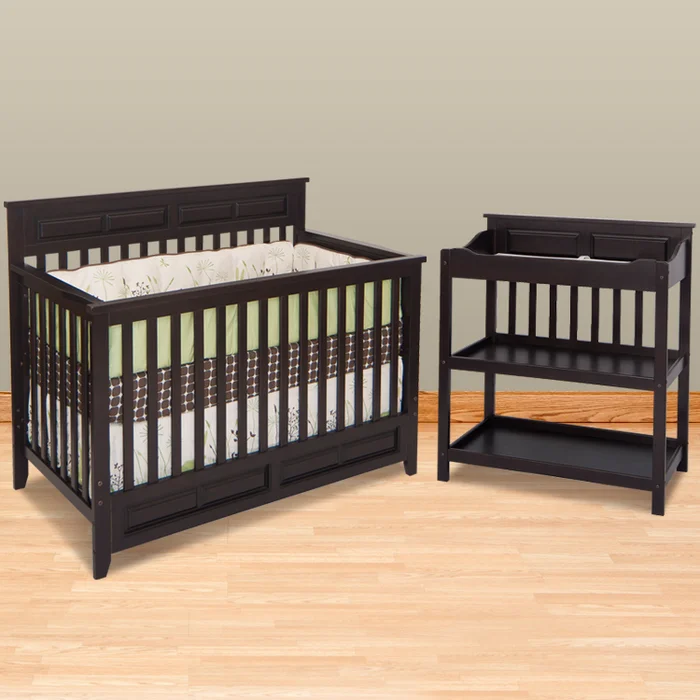 Child Craft 2 Piece Nursery Set – Shoal Creek Lifetime Convertible Crib and Changing Table in Jamocha