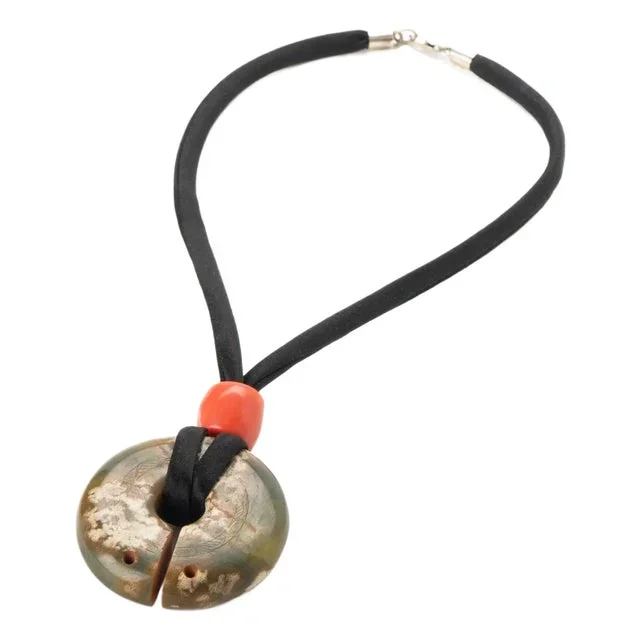 Chinese Archaic Nephrite Jade & Coral Bead Necklace, 2000 Bc