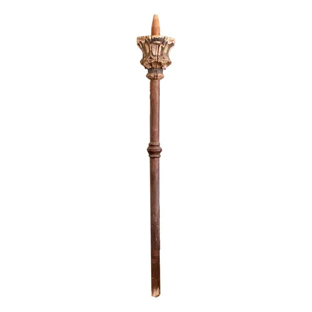 Church and Procession Candleholder in Enamelled Wood, Tuscany, Italy, 18th Century