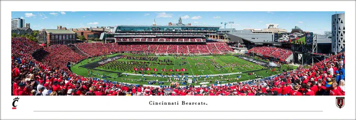 Cincinnati Bearcats Football 50 Yard Line Panoramic Wall Art Print