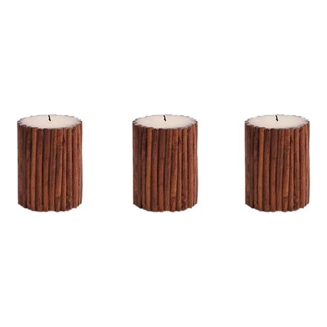 Cinnamon Stick Scented 5″ Pillar Candles, Set of 3