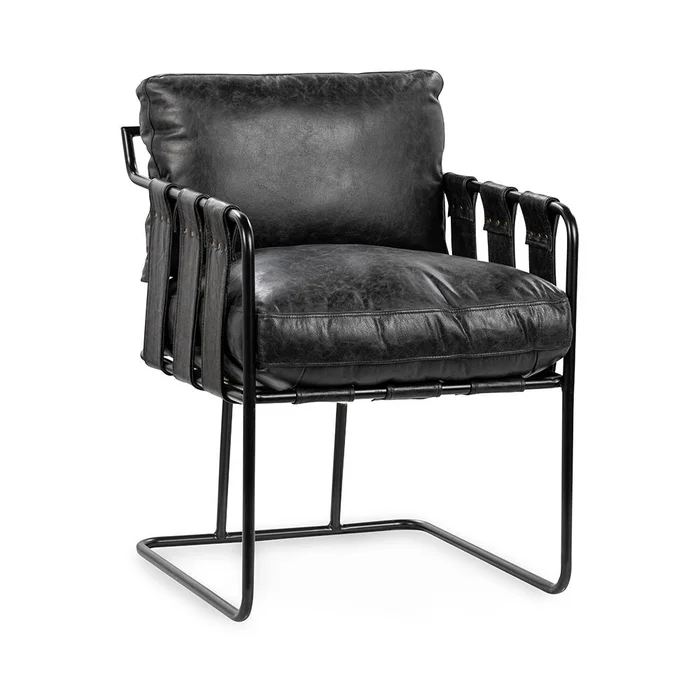 Classic Home – Strapling Leather Dining Chair – Black – 53002062