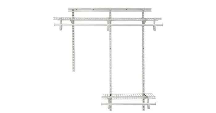 ClosetMaid ShelfTrack 2 to 4 Foot Wide Closet System Organizer Kit with 2 Shelves and Hanging Rods