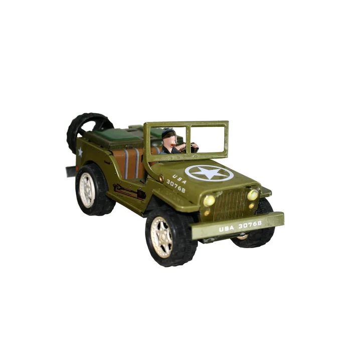 Collectible Key-Wind Tin Toy Jeep Made in China for Adult Collectors