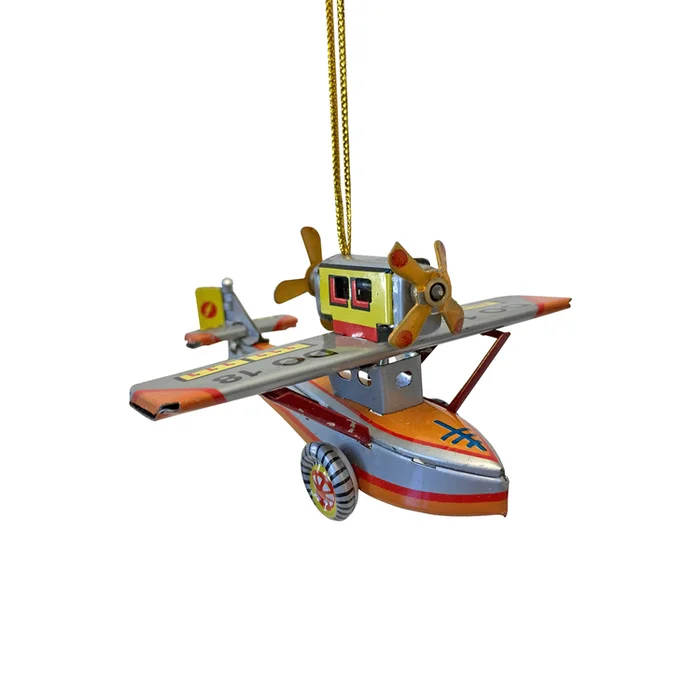 Collectible Sea Plane Tin Ornament – Made in China – 2.5″ x 3″ x 3.5″D