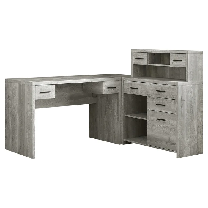 Computer Desks L Shape Cappuccino Finish Storage Laptop Workstation