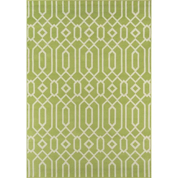 Contemporary Baja Collection Green Indoor Outdoor Area Rug 3’11×5’7