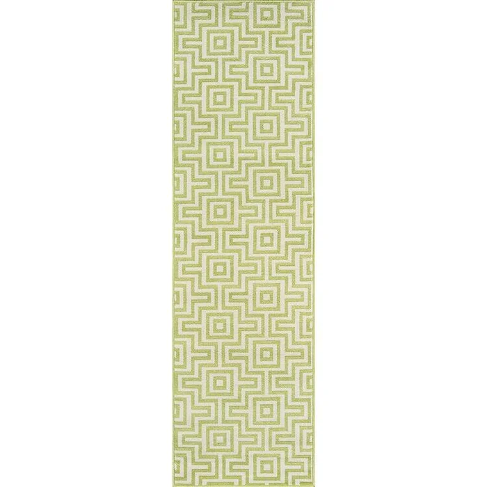 Contemporary Green Runner Rug 2’3×7’6 Easy Clean